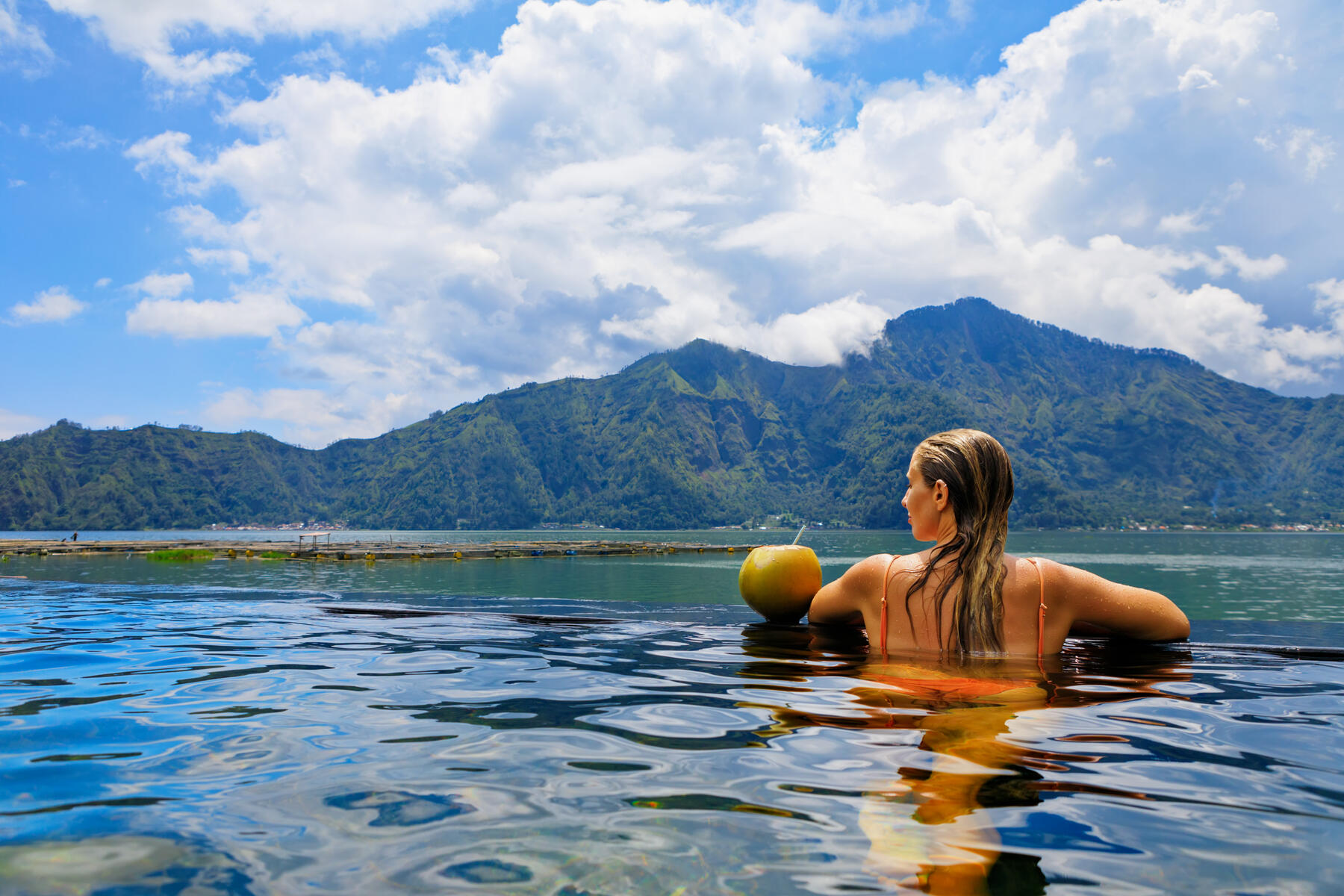 Infinity pool facing the mountains at Kintamani, Bali