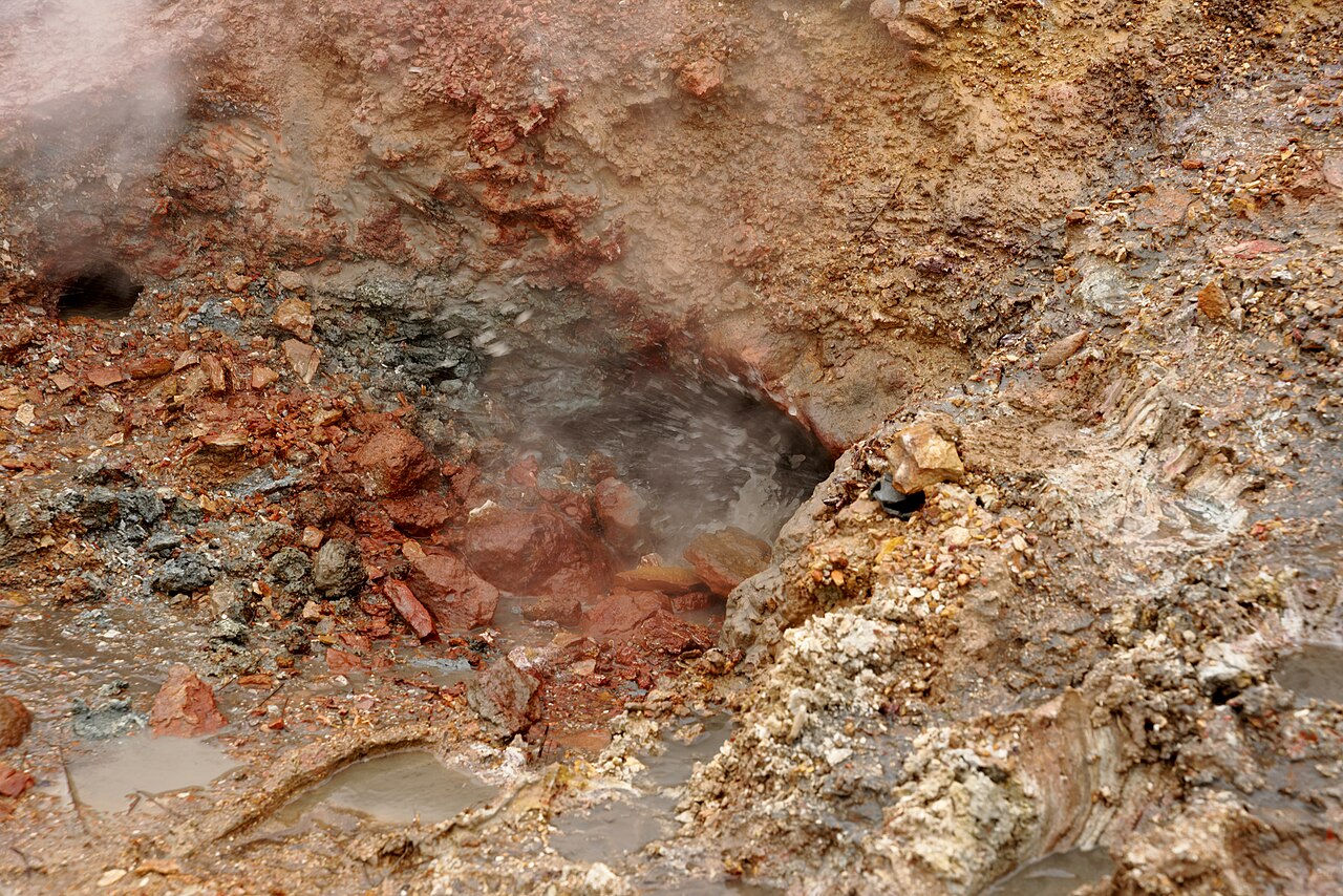 Natural geothermal hot spring in Reykjadalur Valley near Hveragerði, Iceland